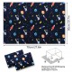 Outer Space Design: This space theme wrapping paper set comes with space theme patterns like Astronaut Spaceship Rocket Alien Planets Stars Galactic Solar System Galaxy on navy blue background, popular and loved by kids boys and girls, definitely brings Outer Space Design: This space theme wrapping paper set comes with space theme patterns like Astronaut Spaceship Rocket Alien Planets Stars Galactic Solar System Galaxy on navy blue background, popular and loved by kids boys and girls, definitely brings