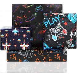 Gaming Birthday Wrapping Paper for Kids Boys Girls Video Game Lover, 4 Style Video Game Wrapping Paper, 8 Sheets Folded Flat 20x28 Inches Per Sheet
