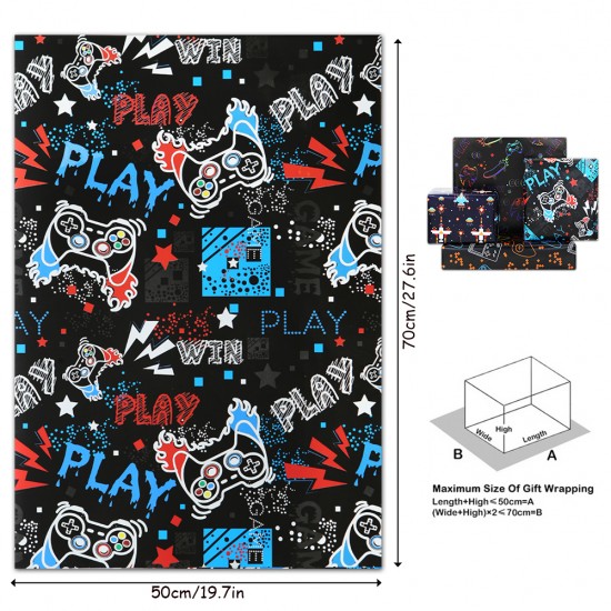 Gaming Birthday Wrapping Paper for Kids Boys Girls Video Game Lover, 4 Style Video Game Wrapping Paper, 8 Sheets Folded Flat 20x28 Inches Per Sheet Gaming Birthday Wrapping Paper for Kids Boys Girls Video Game Lover, 4 Style Video Game Wrapping Paper, 8 Sheets Folded Flat 20x28 Inches Per Sheet