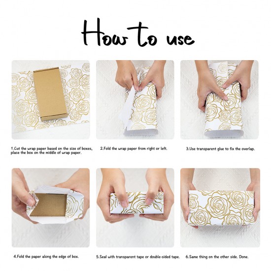 Elegant Design: Our wrapping paper features elegant golden rose designs, white-toned wrapping paper symbolizes purity and nobility, easily elevate any gift and brighten celebrations year round. Elegant Design: Our wrapping paper features elegant golden rose designs, white-toned wrapping paper symbolizes purity and nobility, easily elevate any gift and brighten celebrations year round.