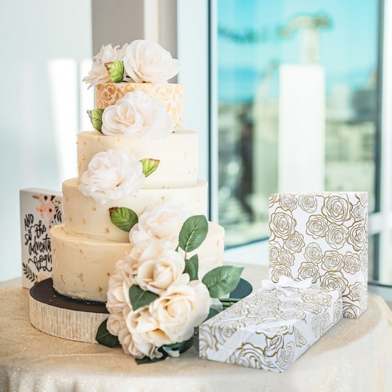Elegant Design: Our wrapping paper features elegant golden rose designs, white-toned wrapping paper symbolizes purity and nobility, easily elevate any gift and brighten celebrations year round. Elegant Design: Our wrapping paper features elegant golden rose designs, white-toned wrapping paper symbolizes purity and nobility, easily elevate any gift and brighten celebrations year round.